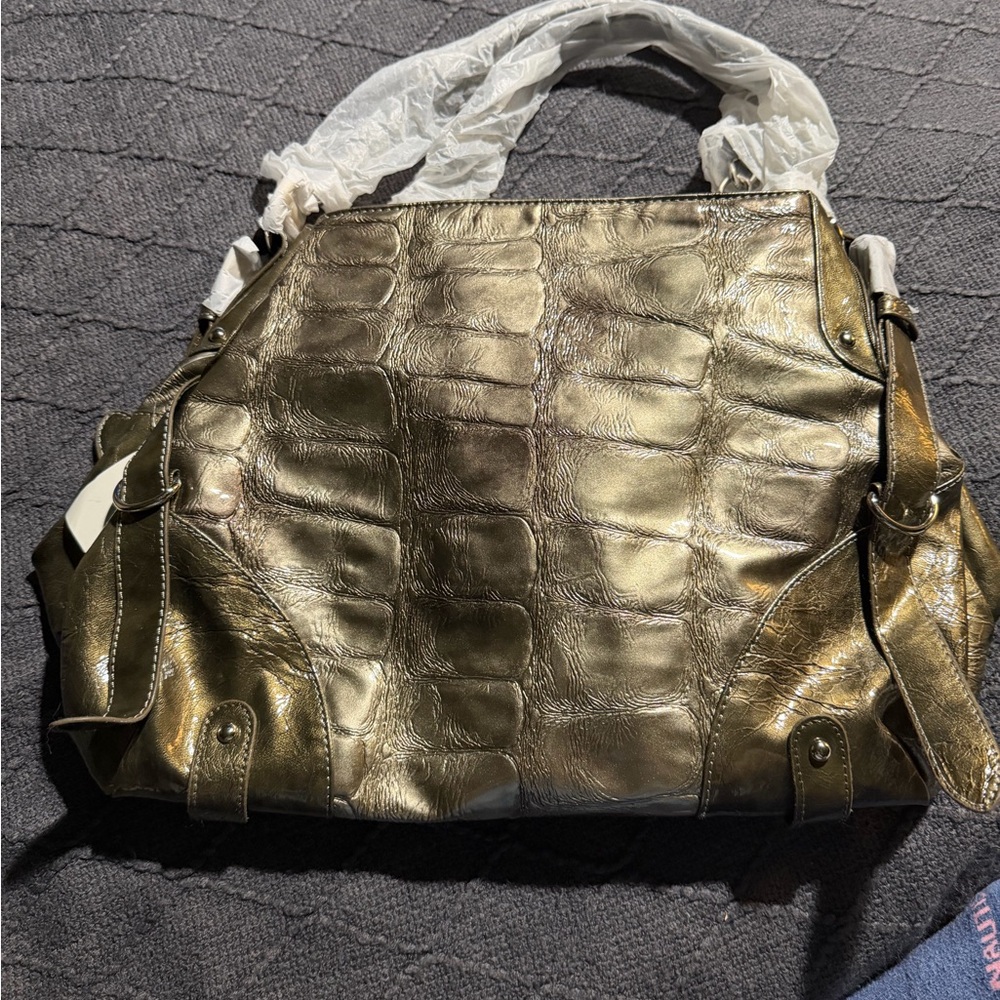 ❣️❄️Elegant Gold Croc-Embossed Shoulder Bag